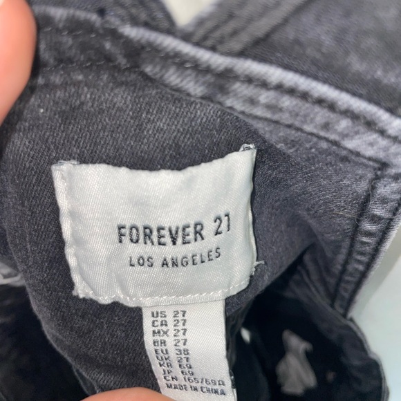 Forever 21 Distressed Black Denim Short Overalls - Picture 3 of 5